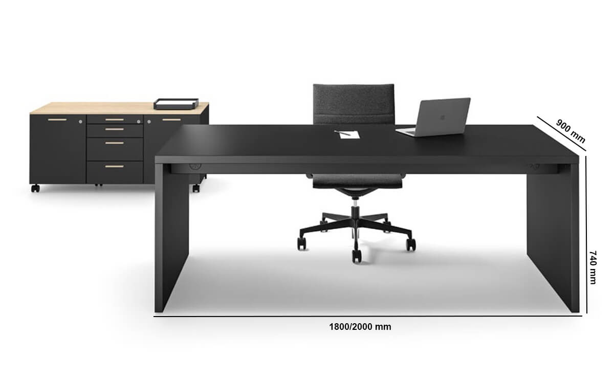 Sienna – Slab Leg Executive Desk With Optional Return, Leather Insert And Credenza Unit Sienna – Slab Leg Executive Desk With Optional Return, Leather Insert And Credenza Unit