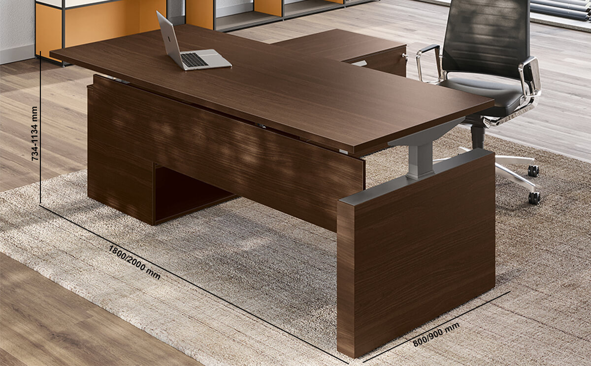 Clariss 8 – Panel Lags Height Adjustable Executive Desk With Optional Modesty And Credenza Unit Clariss 8 – Panel Lags Height Adjustable Executive Desk With Optional Modesty And Credenza Unit