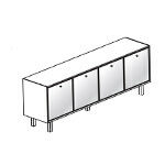 L2036 x D460 x H743 (2 Pair Glass Doors with Knob with Handle and without Shelves)