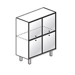 L1036 x D460 x H1255 (2 Pair Glass Doors with Knob with Handle and 1 Fixed Shelves)