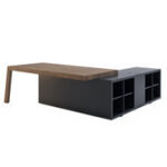Anna Modern Executive Desk With Credenza Unit Modesty Left
