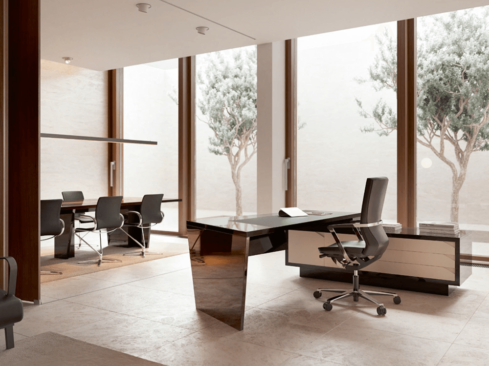 Antonia Modern Executive Desk With Optional Modesty Panel, Return And Credenza Unit 9