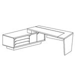 Desk with Leather Insert and Credenza Unit and Modesty Panel