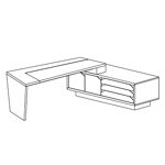 Antonia Modern Executive Desk With Credenza With Leather Inlay Left