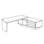 Antonia Modern Executive Desk With Credenza Without Leather Inlay Left