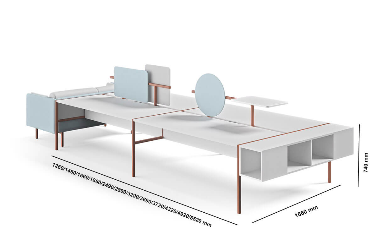 Lyric 1 – Back To Back Desk For 2, 4 And 6 Persons With Modesty Panel Size Img