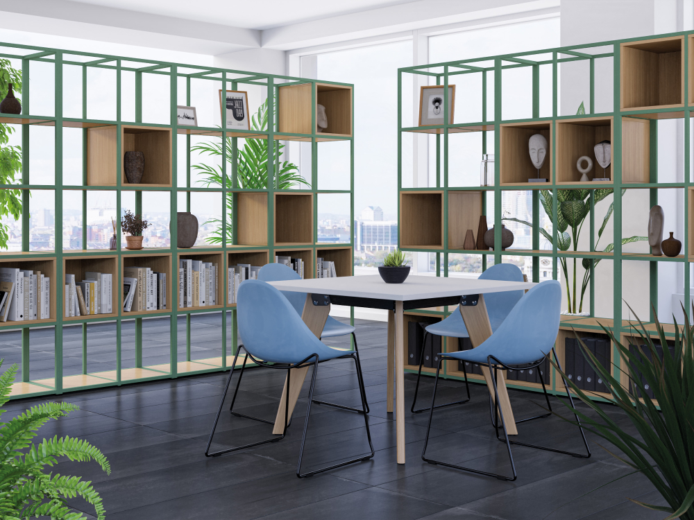 Cirocco 1 – Normal Height Rectangular Meeting Table With Oak Ral Legs
