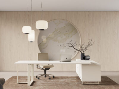 Romilda 2 – Executive Desk With T Shaped Leg With Optional Credenza Unit Main Img