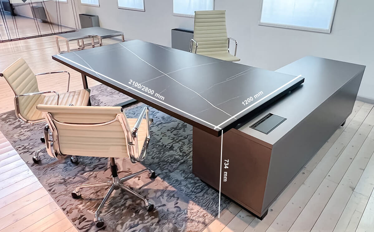 Romilda 4 – Executive Desk With Ring Leg With Optional Credenza Unit Size 1 Romilda 4 – Executive Desk With Ring Leg With Optional Credenza Unit Size 1