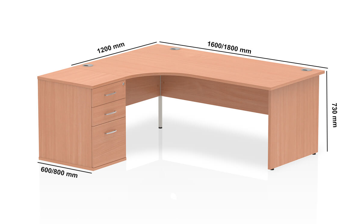 Etta 4 Corner Desk With High Pedestal And Panel Legs Dimensions Image Etta 4 Corner Desk With High Pedestal And Panel Legs Dimensions Image