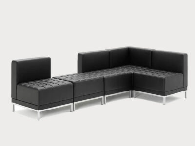 Irene Black Soft Bonded Leather Corner Sofa Chair 10