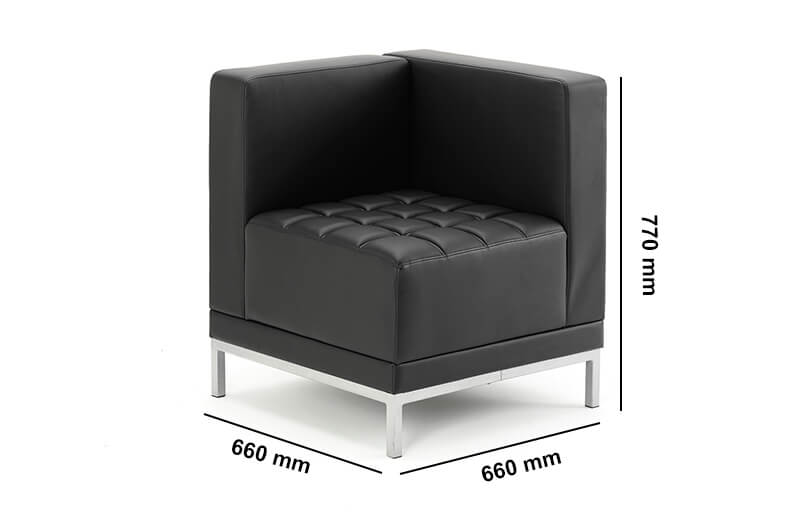 Irene Black Soft Bonded Leather Corner Sofa Chair Dimensions Image Irene Black Soft Bonded Leather Corner Sofa Chair Dimensions Image
