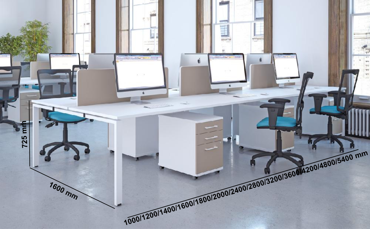 Adele Back To Back 2 Office Desk For 2, 4 And 6 Persons Middle Adele Back To Back 2 Office Desk For 2, 4 And 6 Persons Middle