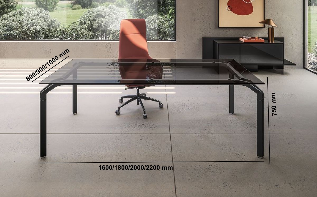 Vinny – Glass Executive Desk With Aluminium Legs Middle Vinny – Glass Executive Desk With Aluminium Legs Middle