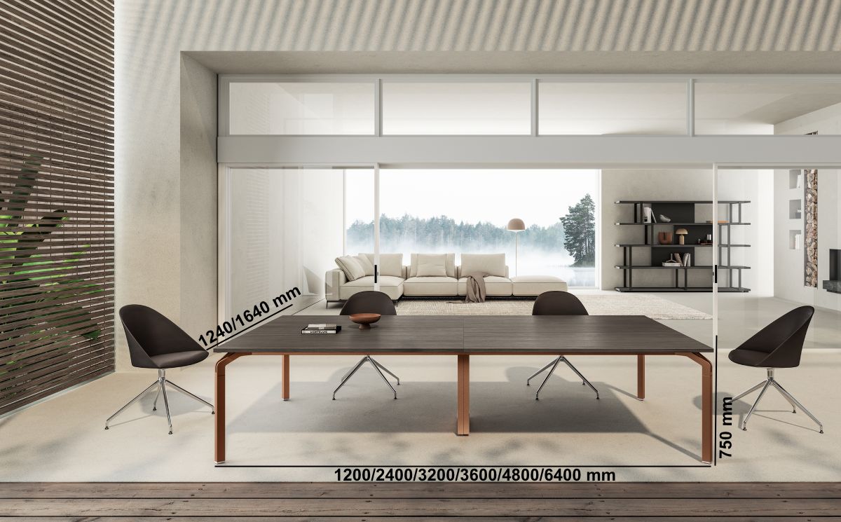 Romola 4 – Meeting Table With Wood Veneer Top And Aluminium Leg Middle Romola 4 – Meeting Table With Wood Veneer Top And Aluminium Leg Middle