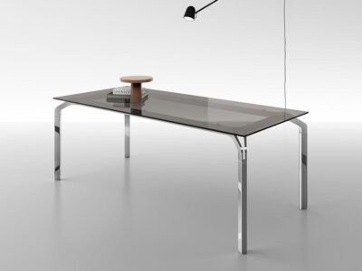 Vinny 2 – Lacquered Glass Top Executive Desk With Aluminium Legs 5