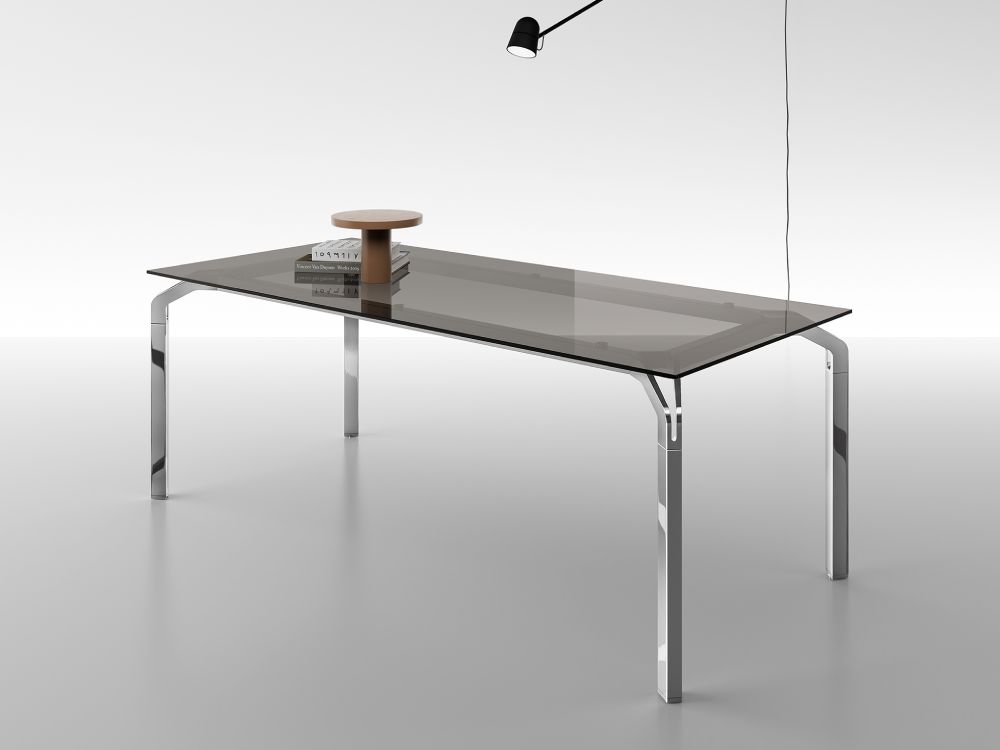 Vinny 2 – Lacquered Glass Top Executive Desk With Aluminium Legs 5