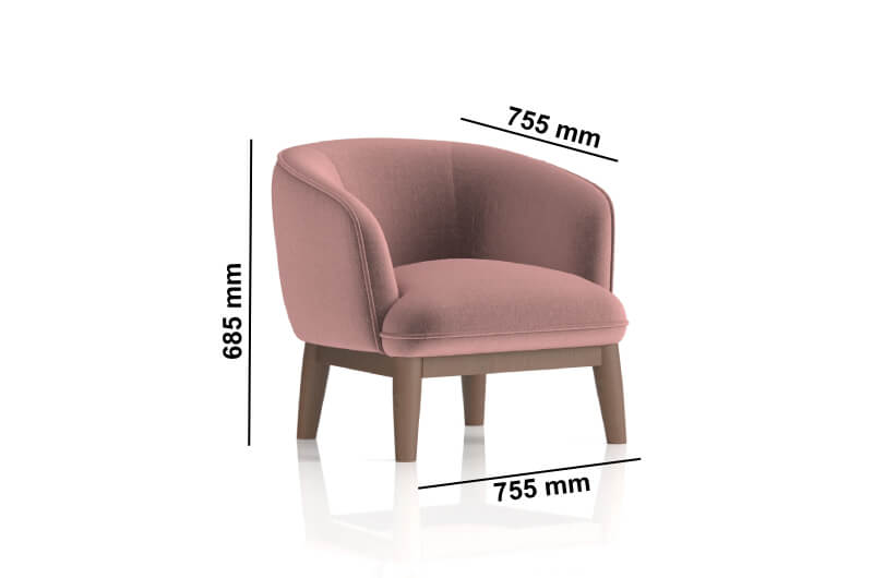 Pasquale Armchair With Wooden Leg Size Pasquale Armchair With Wooden Leg Size
