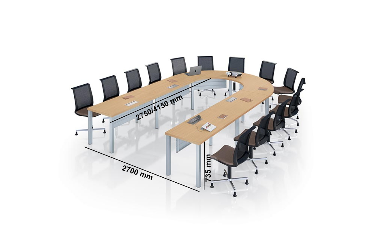 Luca 5 – U Shape Meeting Table Size Luca 5 – U Shape Meeting Table Size