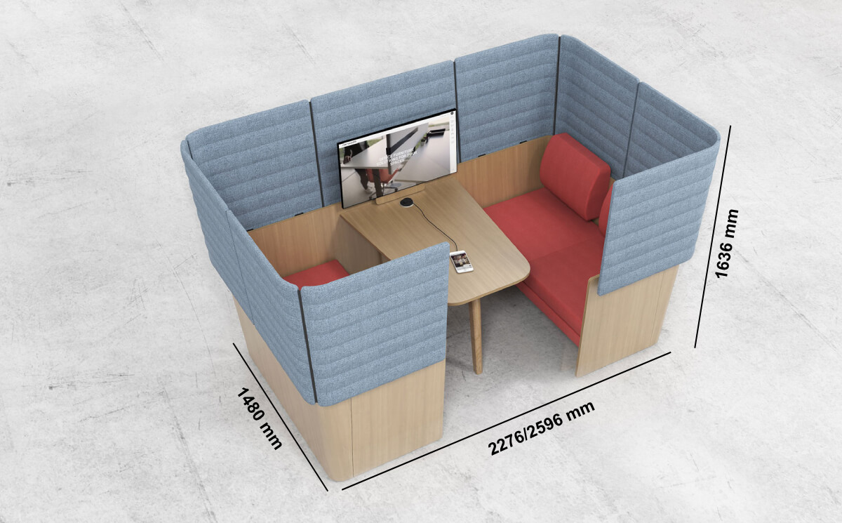 Armando Wooden Base Work Pod With Optional Table & Tv Stand For 4 Persons Size Image Armando Wooden Base Work Pod With Optional Table & Tv Stand For 4 Persons Size Image
