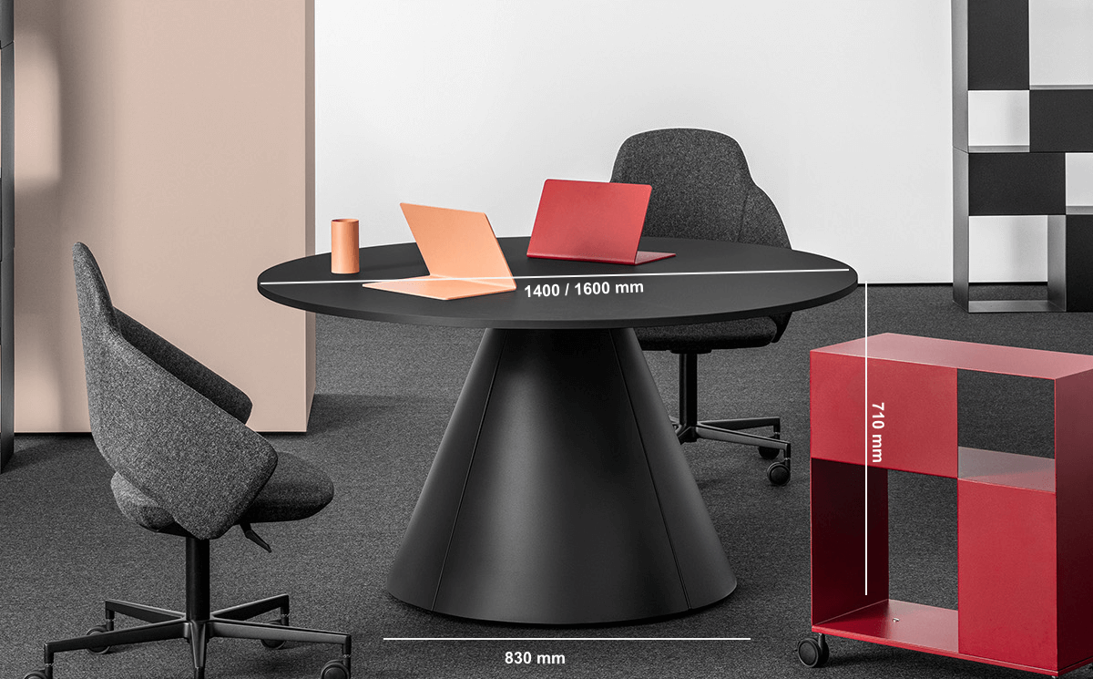 Fawida Round Meeting Table With Conical Base Size Image Fawida Round Meeting Table With Conical Base Size Image